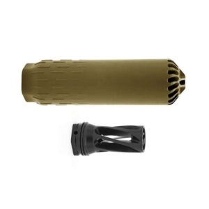 HUXWRX FLOW 6K 6MM + FLASH HIDER 5/8-24 TPI FDE SUPPRESSOR
