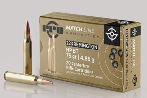 PPU Match Rifle Ammunition .223 Rem Match 75 gr HPBT 2720 fps 20/ct