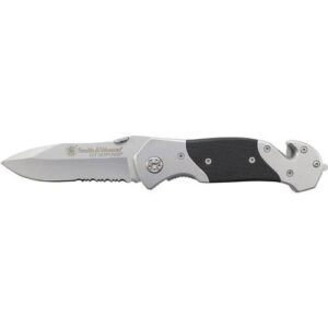 Smith & Wesson 1st Response Drop Point Folding Knife 3 3/10" Blade Black and Silver