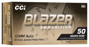 CCI 10MM AUTO 180 GR BLAZER BRASS JHP 50 RD/BX 10 BX/CS