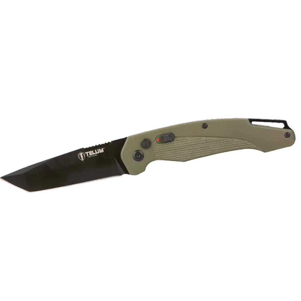 Telum Titan Tactical Automatic Folding Knife 4" Tanto Blade OD Green