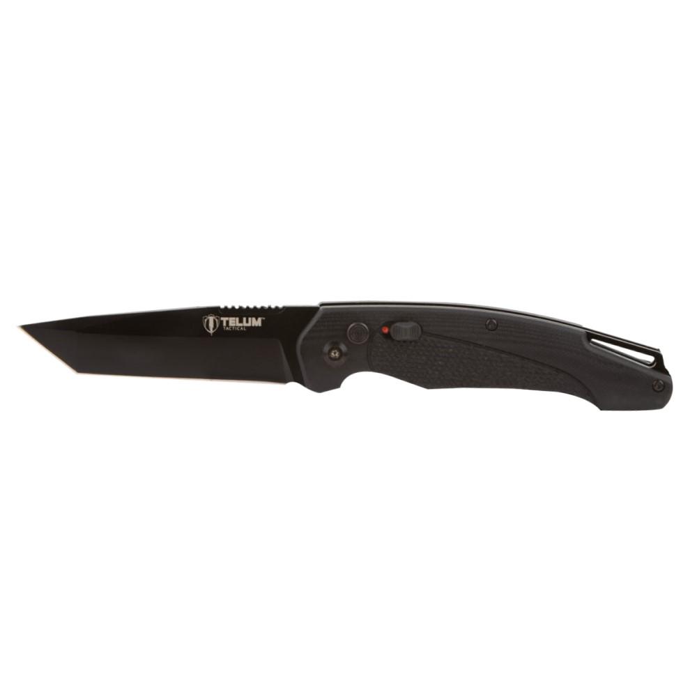 Telum Titan Tactical Automatic Folding Knife 4" Tanto Blade Black