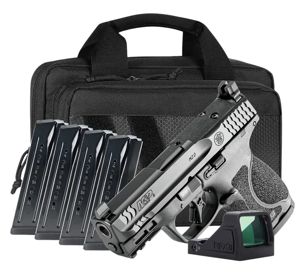 SMITH & WESSON M&P 9 COMPACT M2.0 NTS O.R. 3.6" VIRIDIAN OPTIC, SAVIOR BAG, 5-15RD MAGS